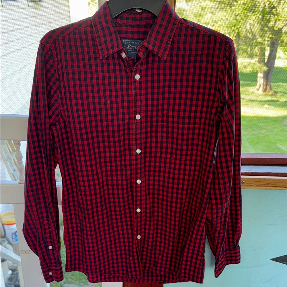 Bass Red and Black Gingham Casual Shirt
